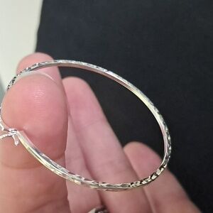 Sterling Silver Diamond Cut Hoop Earrings‎